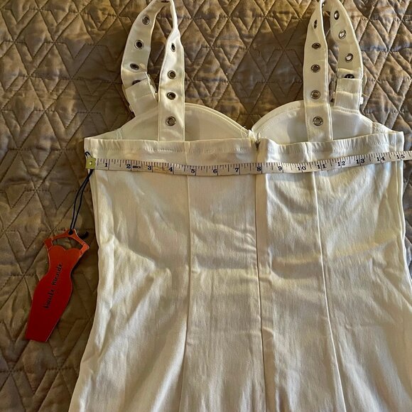 NEW Haute Monde White Spandex Sexy Dress Strap Buckle Accent Shoulders SZ L 8-10 - Picture 10 of 12